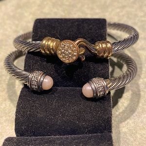 2 classy silver tone bracelets